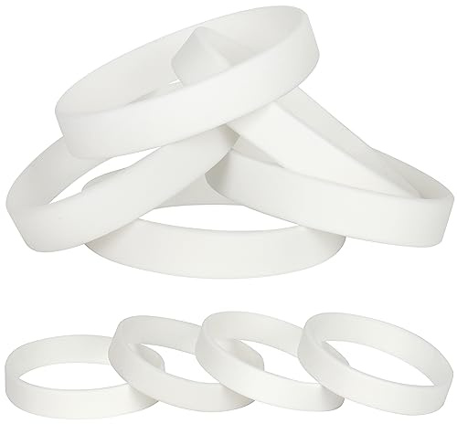 LVNRIDS Braccialetti elastici in silicone bianco, 25 pezzi, per bambini, lunghezza 16 cm, colorati, per lavoro, scuola, attività, feste, eventi, festival musicali