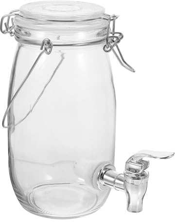 BESPORTBLE Dispensador Bebidas con Grifo de Vidrio de 1.5l con Tapa Sellada para Mantener Frescura, Adecuado para Uso Hogar y Almacenamiento de Jugos
