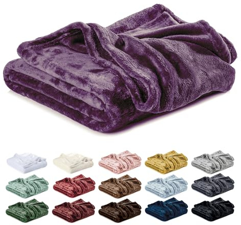 Lavea® Kuscheldecke 130x150 cm - Violett | Mikrofaser – Flauschige Fleecedecke für Sofa und Bett, weiche Decke, pflegeleicht, Sofadecke, Tagesdecke oder Wolldecke