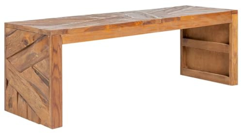 YUTAASU Solid Teak Wood TV Stand with Rustic Finish, Handmade Entertainment Center with Ample Storage Space for Living Room, Sturdy Lowboard Media Console for TV