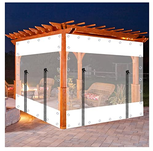 Wasserdichte Kunststoffabdeckung für Outdoor-Vorhänge mit Reißverschluss und Haken, Plane für Carports, Veranden, Pavillons und Vordächer (3er-Pack)