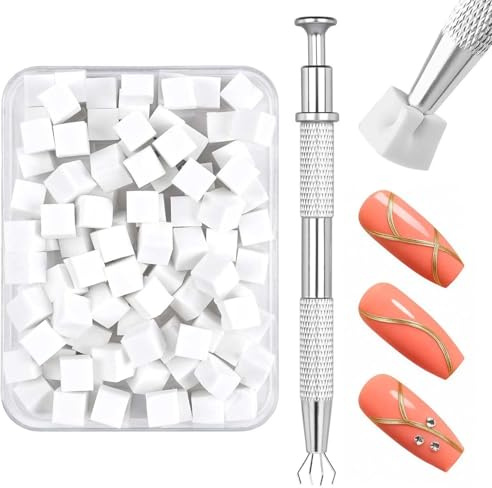 100 Pcs Nail Sponges for Ombre & Gradient Nail Art | Includes 1 Metal Grabber Tool for DIY Nails, Salon Accessories.