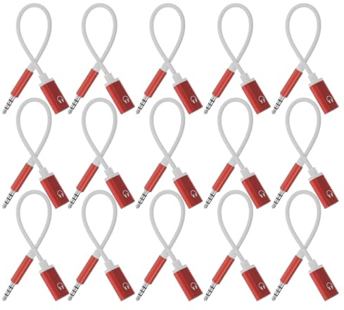 Zerodeko Adaptateur Audio 3,5 Mm Mâle vers USB-c Femelle, Lot de 15 Câbles Connecteurs Stéréo Rouge, Câble D'extension pour Casque Audio Compatible Smartphones et Ordinateurs, Usage Maison