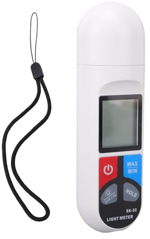 Eacam Digitales Lichtmessgerät, Lux-Messgerät, Genauigkeit 0,1 Bis 200.000 Lux, Tragbares Helligkeitsmessgerät mit LCD-Bildschirm, Datenspeicherung, Auto Shoff, Tragbares Zuhause, Büro, (SK-32)