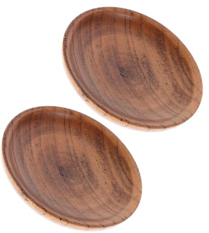 IMIKEYA Cuencos de Madera para Mojar 2 Piezas, Plato de Salsa | Salsa Soja y Condimentos, Aperitivos y Barbacoas, Diseño Único Elegante