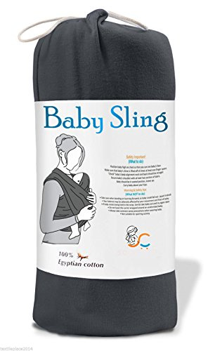 Baby Sling Stretchy Wrap Carrier Pouch Extra Soft and Lightweight Breastfeeding - Birth to 3Yrs (Slate Grey)
