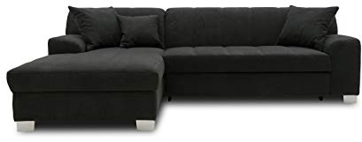 DOMO. collection Ecksofa Capri, Sofa in L-Form mit Schlaffunktion, Couch, Polsterecke, Eckcouch, Schlafsofa 239 x 152 x 75 cm (BxTxH), schwarz