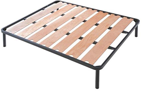 EVERGREENWEB Rete Letto Doghe Larghe in Legno Ortopedica con 4 Piedi Smontabili, Struttura portante in Ferro Rinforzata, Base da Incasso per Tutti Tipi di Letti e Materassi |Lime (Lime, 160 x 190)