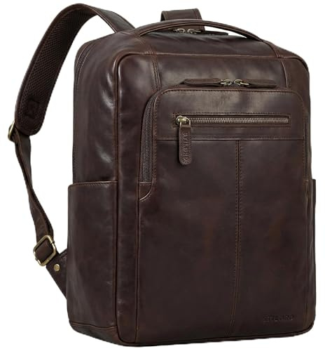 STILORD Guido Exklusiver Business Lederrucksack mit Laptop-Fach 15,6 Zoll - Vintage Rucksack aus hochwertigem Echtleder Zeitloses Design Farbe:Zamora - braun