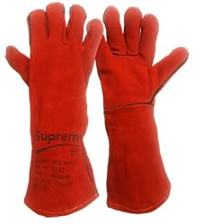 SupremeTTF x Welding Gloves Long Leather Gauntlets Heat Resistant Lined MIG ARC Welders Protective Welders Gloves with Flexible Leather Can be Used for Gardening