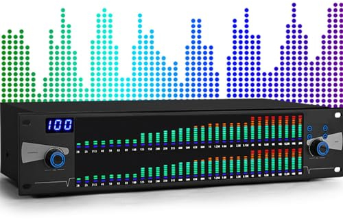 Oiyekntd Equalizzatore Digitale a 31 Bande, Equalizzatore Grafico Stereo, Display a Spettro LED, con 10 Risultati preimpostati Personalizzabili e riduzione Automatica del Rumore, per Registrazione