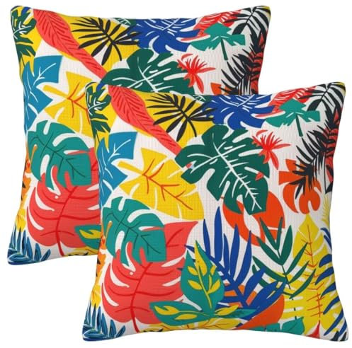 Kissenbezug 80x80 cm 2er Set Herbst Deko Kissen Farbenfroh Kariert Kissenbezug, Quadrat Kissenbezüge, Weicher Sofakissen, Kissenhülle Herbst Mit ReißVerschluss, Couch Deko Schlafzimme Gifts 32x32Inch