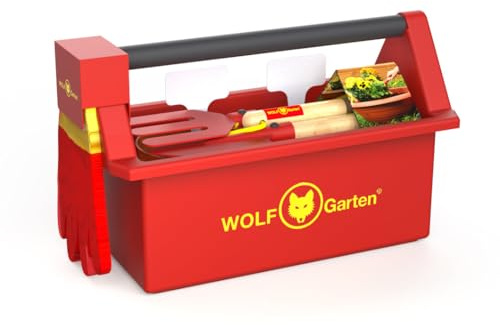 Wolf Garten trädgårdsverktygssats SGH013-W I 9 delar trädgårdsverktygssats i verktygslåda för barn I leksak för barn från 3 år