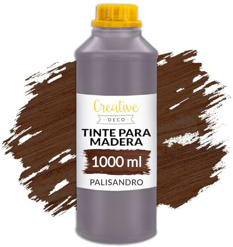 Creative Deco 1L Barniz Madera Interior Tinte al Agua | Color Palisandro Marrón Oscuro | Secado Rápido | No Tóxico | Para Paneles de Madera, Parquet, Hormigón, Ladrillo, Papel Pintado | Alta Eficacia