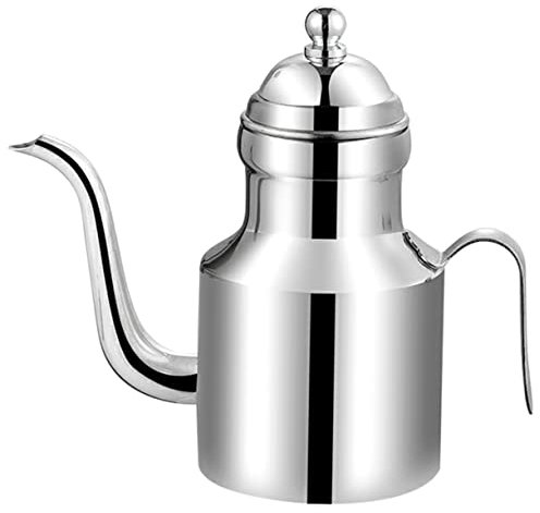 WATIIFUFU Contenitore Olio Acciaio Con Beccuccio Lungo Multifunzione Per Salse e Grassi Da Cucina Impugnatura Ergonomica Antiscivolo e Base Antigoccia Per Conservare Olio Di Pancetta