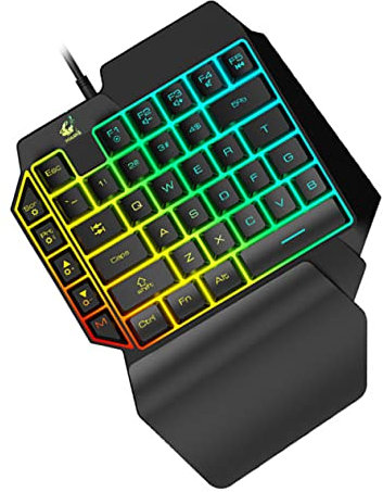 POPETPOP 1 Pièce Clavier pour Ordinateur Portable Clavier De Commande à Une Main Rvb De Jeu Rétroéclairé Mixte Black