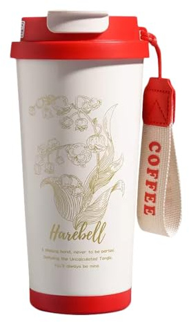 Liemuao Tasse de Voyage Isotherme 500ml, Mug Isotherme Café avec Paille, Gobelets Isothermes en Acier Inoxydable 316, Tasse Thermos Café pour Chaud ou Glacé pour Maison Bureau Voiture (Rouge)