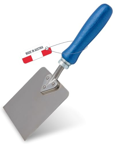 WERKFIT Profi Tapetenkratzer Fauserkelle mit Holzgriff – 0.8 mm Edelstahlklinge – Herzgriffspachtel für Renovierung & Tapetenentfernung – Made in Austria (100)