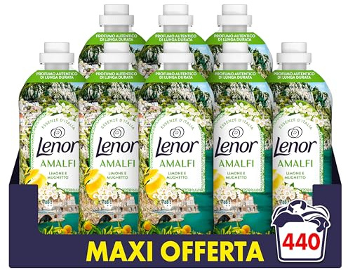 Lenor Ammorbidente Lavatrice Concentrato Essenze d’Italia, 440 Lavaggi (8x55), Amalfi, Note Di Limone e Mughetto, Profumo autentico di lunga durata