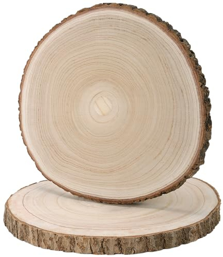 CHIHEUNG 2 st tårtställ i trä, 30–35 cm naturlig träskiva, 2 cm tjock bröllopsdisplaybräda för bröllopstårtvisning, födelsedagsfest, bordsuppställning