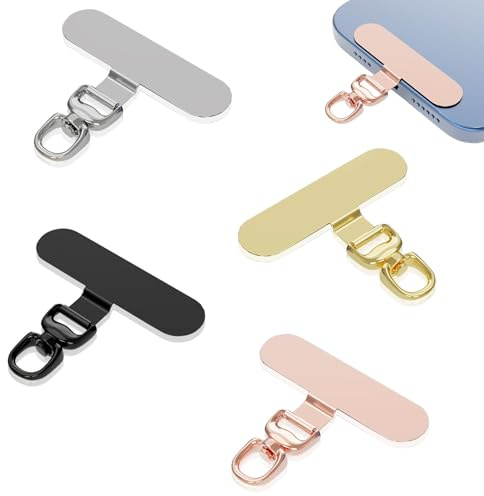 SJACXANM Téléphone Cordon Patch, 4PCS Métal Patch Portable, Téléphone Dragonne Patch, Languette Attache Telephone, Attache Cordon Telephone, Métal Patch Universel Pour La Plupart Des Smartphones