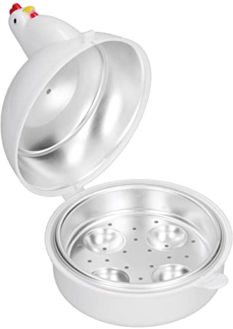 Aumotop Cuociuova Alla Moda a Forma di Gallina Resistente Al Calore per Microonde, Bollitore per Uova la Domestica, Sicuro e Sano, Bianco 4 Uova, Forniture da