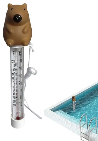 Schwimmende Poolthermometer,Leicht ablesbare Wassertemperatur-Anzeige mit Kapybara-Design - Schwimmende Thermometer für Pool mit Kordel | für Aquarium, Badewanne, Dusche, Wasser, Spa,