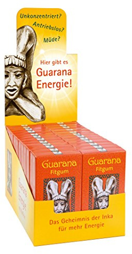 BADERs Guarana Fitgum aus der Apotheke. Mit Guarana-Koffein. Immer dann, wenn's drauf ankommt. Display mit 24 Packungen