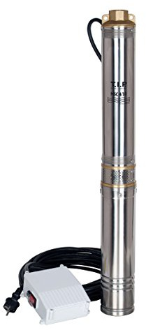 T.I.P. MSC 4/10 Pompe pour Puits Forés en Acier Inoxidable jusqu'à 10 cm de Diamètre Dèbit 5500 l/h Hauteur de Refoulement 72 m Puissance nominale 1300 W 10 Roues, Unité de Contrôle Externe en Argent