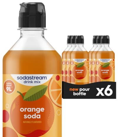 SodaStream Flavours Orange Mix, Fizzy Drink Maker Concentrate with Natural Fruit Flavouring, Aspartame Free SodaStream Syrup, Fizzy Orange Sparkling Water Flavouring - 6x 440ml Multi Pack