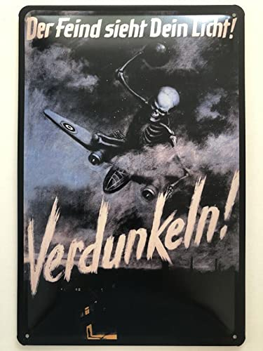 Blechschild 20x30cm gewölbt Der Feind Sieht Dein Licht Verdunkeln Historisch Deko Geschenk Schild