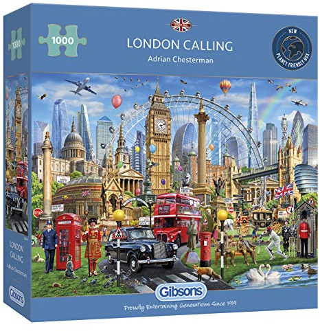 Gibsons London Calling 1000 Piece Jigsaw Puzzle for Adults – Iconic London Landmarks by Adrian Chesterman – Famous UK Attractions Puzzle – Premium Gift