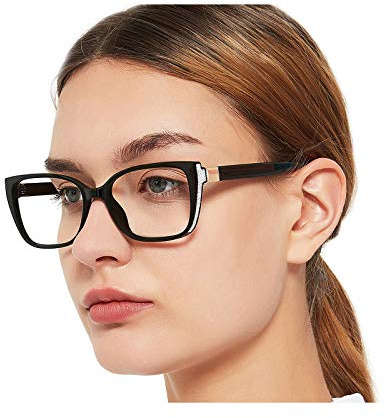 OCCI CHIARI Reading Glasses for Women Stylish Reader Magnification 0 100 150 200 250 300 350 400 500 600 (Black, 2.0)