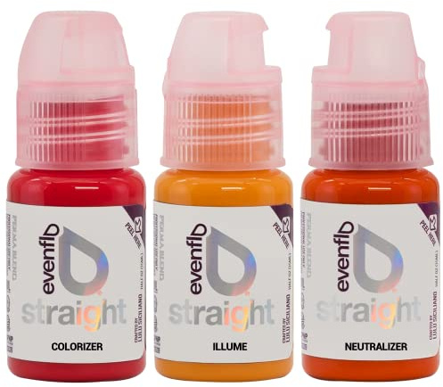 Evenflo Colours - Lip Color Correction 3-Product Tattoo Kit - Natural-Looking Makeup Kit of Microblading Ink to Enhance Lip Color - Lip Tattoo Set with Neutralizer, Illume & Colorizer (0.5 oz Each)