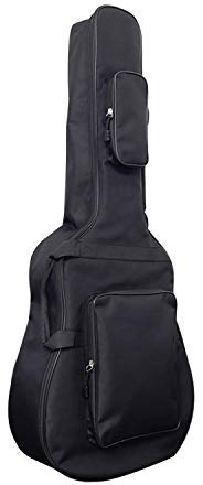 MoonEmbassy Gitarren-Tasche Gig Bag für Akustikgitarren, 43 Zoll, Schwarz, 3 Fächer, Rucksack-Schultergurte
