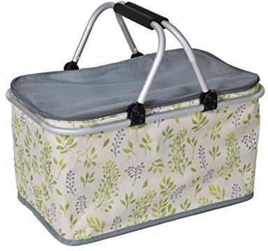 Picknickkorb mit großer Kapazität im Freien Falten Picknickkorb 32L Isolierte Mittagessen Taschen Camping Kühler Taschen Körbe mit Aluminium Tragegriffe für Wandern Reise Picknickkörbe Set Geschenk fü