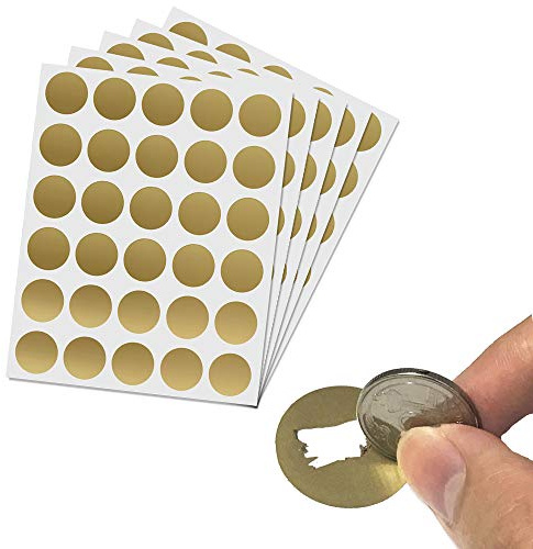 150 Pièces, 25mm Autocollant à Gratter Rond Cartes - Or (Scratch Card Sticker)