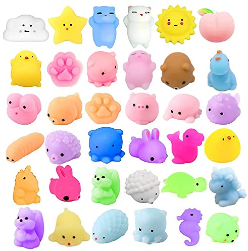 Squishies Kawaii 36 Stück Soft Silikon Spielzeug Anti-Stress Squeeze Mini Squishy Tierspielzeug Squishy Slow Rising Stressabbau