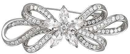 Clearine Brosche für Damen Mode Marquise Zirkonia Edelstein Blume Pin für Kleidung Klar Silber-Ton
