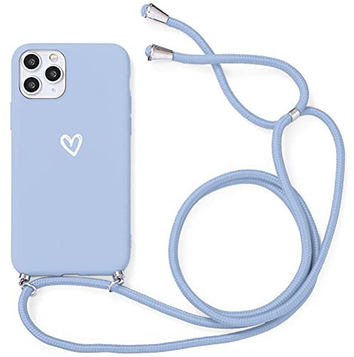 Yoedge - Carcasa con cordón para Apple iPhone 14 Pro MAX, TPU Flexible de Silicona Mate con Cadena Ajustable para iPhone 14 Pro MAX (6,7 Pulgadas), Color Azul