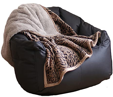 Hggzeg Classy Leopard Fleece Throw Blanket Warm Thick Bed Blanket 127x152cm | Fluffy Soft Sherpa Couch Blanket Cozy Travel Blankets for Bedroom Living Rooms Office , Sofas, Chairs and Beds