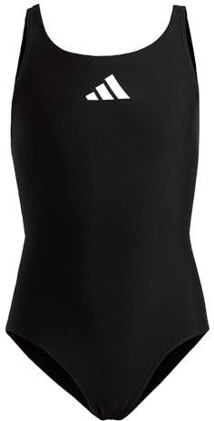 adidas Solid Small Logo Swimsuit, Costume da Bagno Bambine e ragazze, Black / White, 5-6 anni