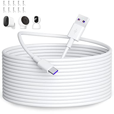 ACOCOBUY USB C Power Cable 10M, Power Extension Cable Type C Charging Cord | For Mi Smart Camera C301 C400 C500 Pro Dual C700 2K Magnetic Mount Long USB A to C Charging Cord for Security Camera White