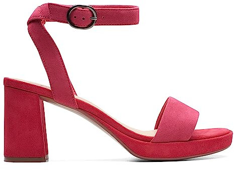Clarks Sandalias de tacón AmbyrLyn Bay para Mujer, Ante Fucsia, 10, Gamuza Fucsia, Talla 7.5 de Reino Unido