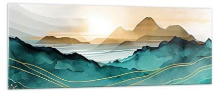 ARTTOR Glasbild 140x50cm Wandbild Glasdruck Landschaften Natur - 5706 | Landschaft Gebirge Modern Panorama Groß XXL Modern Dekoration Wohnzimmer Schlafzimmer Küche Wanddeko Kunstdruck Art ARTTOR