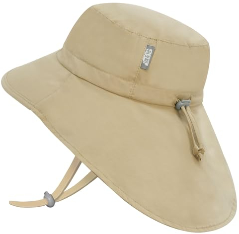 Jan & Jul Sonnenhut für Kleinkinder mit breiter Krempe und verstellbarem Riemen (M: 6-24 Monate, Olive Khaki)