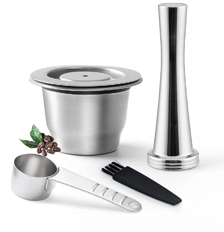 HAILASRE Reusable Coffee Capsule Compatible with Nespresso OriginalLine Machine Stainless Steel Refillable Coffee Pod Filter with tamper and Spoon for Nespresso Coffee Maker