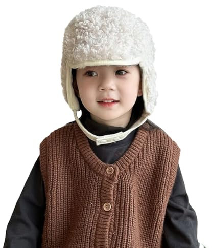 Wintermütze Junge Mädchen Fliegermütze Kunstwolle Ohrenklappen Hut Winddichte Trappermütze Earflap Hut Kälteschutz Plüschmütze Einfarbige Kindermütze Winter Warmer Hut Kopfhaube für 2-6 Jahre Kinder