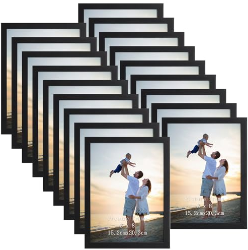EYMPEU Bilderrahmen 15x20 CM 18er-Set, für Wand und Tisch, geeignet für den Einsatz in Büros und Wohnungen, Schwarz