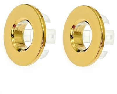 JZK 2x Remplacement doré cuivre métal anneau trop-plein lavabo salle de bain anneau débordement d'évier couverture rond bouchon pour trou de trop-plein de bassin pour cuisine lavabo garniture